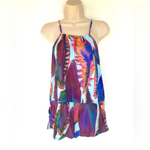 PILYQ colorful tropical multicolor print romper S - Picture 1 of 7